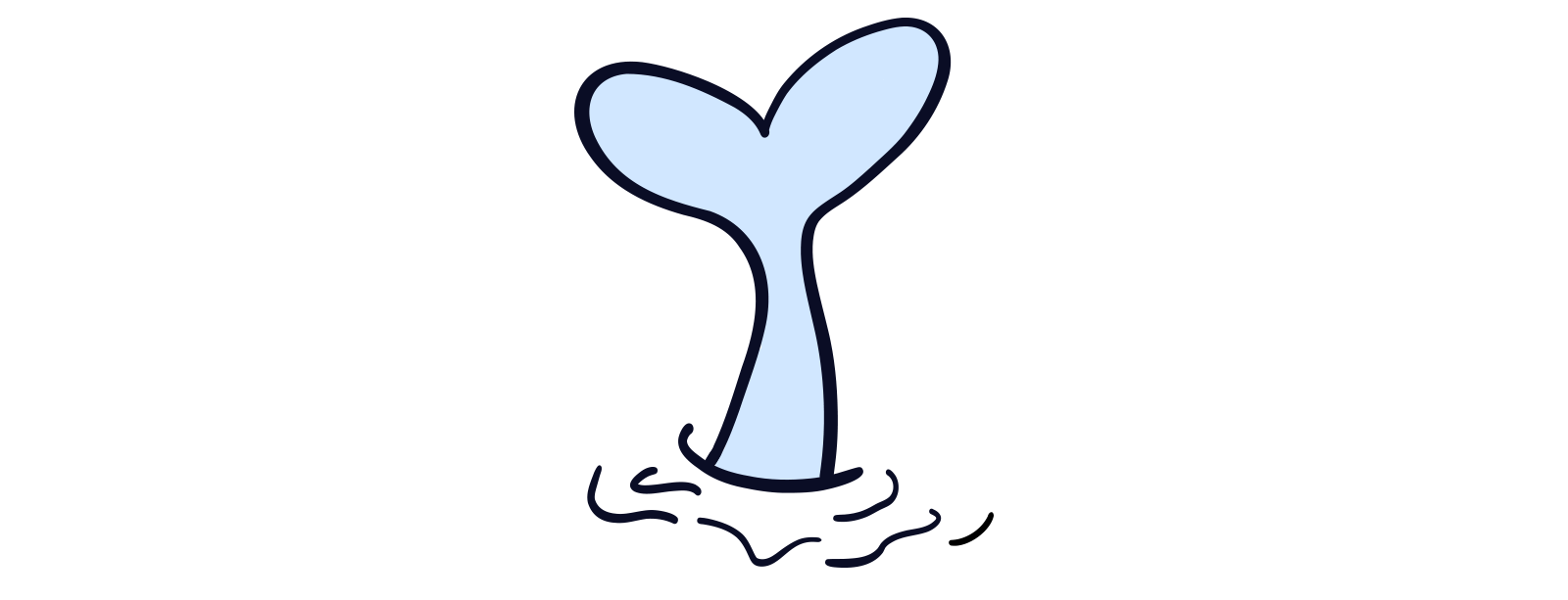 Illustrasjon av halen til en hval som stikker opp av vannet